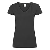 Fruit of the Loom Ladies Valueweight V-Neck T, schwarz, Gr. XS