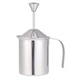 Alipis Manueller Milchaufschäumer Aus Edelstahl Mit Doppeltem Filtersieb 800cc Handmilchschäumer Für Perfekten Milchschaum Ideal Für Kaffee Und Milchgetränke
