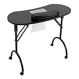 Schwarz Nagelpflegetisch mit Vakuum, Tragkraft 66,1 lbs, moderner Stil, geeignet für Nagelstudio und Heimgebrauch