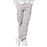 Arbeits- und Sicherheitshose, schwarze Cargohose für Herren, leichte Wanderhose, lockere Passform, Kampfhose, mehrere Taschen, Wanderhose, einfarbige Sporthose, Freizeithose, grau, 3XL