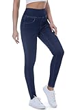 Chasehot Skinny Jeans Damen, High Waist Stretch Jeggings Damen mit 4 Taschen Jeans Leggings Damen Jeanshose zum Anziehen,Dunkles Indigo-L