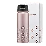 fitvia Thermoflasche 'Metallic' rosé 500ml Edelstahl, integriertes Teesieb, Wärme- und Kältefunktion, Wasserkaraffe