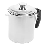 Garneck Edelstahl Ölfiltertopf mit Feinem Sieb Hitzebeständigem Kunststoffgriff Großer Kapazität Feinmaschigem Ölfilter zum Abseihen und Aufbewahren von Speiseöl Küche