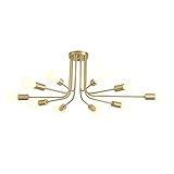 ZXDTVFGN Moderne nordische Deckenleuchte mit 12 Leuchten, Kronleuchter aus vergoldetem Messing, Vintage-Stil, für Esszimmer, Küche, Wohnzimmer, Schlafzimmer, Kupfer 10