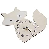 Lurrose Holz Wanduhr Fuchs Form Leise Batterie Betriebene Dekorative Uhr für Kinderzimmer Wohnzimmer Wanddekoration ohne Batterie Langlebig