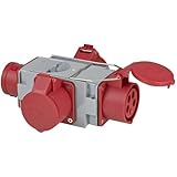 Brennenstuhl Adapter Stromverteiler IP44 (1x CEE Stecker 400V/16A & 3x CEE Steckdosen 400V/16A, für den ständigen Einsatz im Außenbereich, Baustellen und in landwirtschaftlichen Betrieben)