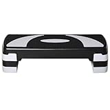 HOMCOM Steppbrett höhenverstellbar Fitness Stepper mit Antirutschbelag 3 Stufen (10/15/20 cm) Rutschfest Stepbench für Zuhause Fitnessstudio Büro Kunststoff Schwarz