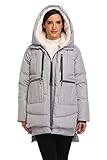 VOGMATE Damen Daunenjacke mit Kapuze Winter Dicke warme Daunenjacke Winddichter Mantel für Damen,Grau S