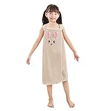 Superweiches Badetuch, Mikrofaser, sehr saugfähig, Baderock mit Trägern, Strandkorallen-Fleece, Cartoon-Häschen, Dusche, Bademantel, Morgenmantel für Kleinkinder, Mädchen