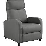 Yaheetech Relaxsessel Wohnzimmer Loungesessel mit Verstellbarer Rückenlehne Sessel Schlafzimmer Fernsehsessel mit Fußstütze Liegesessel Leinenstoff/Grau