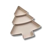 3 PAGEN® Servierschale Tannenbaum mit 3 praktische Fächer, Servierplatte Weihnachtsbaum, Weihnachtliches Serviertablett für Snacks und Süßigkeiten, Teller Weihnachten mit Abschnitten