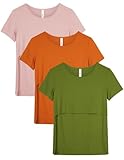 Sosolism Stillshirt Damen Stilltop Mehrfarbig Sommer Stillmode 3er-Pack,Orange/Grün/Pink,Größe XL