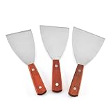 ACONDE 3 Stücke Grillspachtel Edelstahl, Grill Spachtel, Grillschaber, Teppanyaki-Spatel mit Holzgriff, Edelstahl Grill Spachtel Grillschaber, Spachtel, für Teppanyaki, Barbecue, Steak, Pizza