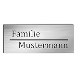 KIWISTAR UG - ab 1x - Namensschild Strich 50x20mm Briefkastenschild selbstklebend - silber-schwarz gebürstet - Klingelschild personalisiert - Briefkastenschild - Türschild mit Gravur UV und wetterfest