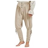 Beokeuioe Pluderhose Piratenhose Herren Wikinger Hosen Leinenhose mit Schnür 15.Jh. Steampunk Bühne Leistung Fasching Karneval Kostüm Herren Cosplay Renaissance Mittelalter Kostüm