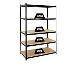 PROREGAL Schwerlastregal Taurus Schwarz 180x120x60cm Gesamtlast 875kg Kellerregal, Steckregal, Garagenregal, Lagerregal