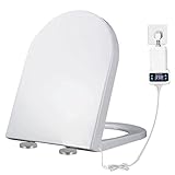 Intelligenter Toilettensitz, elektrisch, digital, intelligenter Toilettensitz, beheizt, mit Absenkautomatik, weißer Toilettensitz – Temperatur 33–48 °C – Schnellverschluss für einfache Reinigung