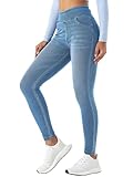 Onsoyours Jeggings Damen Stretch High Waist Skinny Jeans Leggings Jeanshose Gym Jogging Yogahose Sexy Denim Jeggings A Hellblau 02 XL