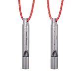 iBasingo Titan Pfeifen Outdoor Camping Wandern Jagd Klettern Notfall Überleben Laute Pfeife Trainer Training Sport Schlüsselanhänger Signalpfeifen mit Schlüsselband 2 Pack Ti9010O