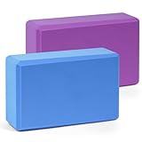 flintronic Yoga Block, Erwachsene Yogablock im 2er Set, Hochdichter Eva-Schaum, umweltfreundlich und leicht, Hartschaum, rutschfest, Ideal für Pilates, Pilates, Meditation (Lila+Blau)