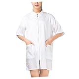 WOFASHPURET Wasserdichter Atmungsaktiver Friseur overall mit Großem Taschen design Schnelltrocknend und Maschinenwaschbar Weiße Beauty Salon Uniform für Techniker Xl