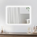 Youyijia LED Badspiegel mit Beleuchtung, 70 x 50 cm Wandspiegel Badezimmerspiegel Kaltweiß 6000K Energiesparend Lichtspiegel