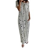 Damen-Nachthemd, kurzärmelig, Rundhalsausschnitt, Herz-Nachthemd, Sommer-Nachtwäsche, lockere Passform, Nachthemd, Negligee, Grau