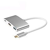 USB-Hub, USB C auf HDMI-kompatibel, USB 3.0, 5 Gbit/s, Hochgeschwindigkeits-Hub, unterstützt 4K-Video, 60 W, Typ C, Schnellladung