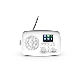 MEDION Internetradio mit DAB+ IRE-1 (DAB Plus, WLAN, UKW Radio, Bluetooth, Spritzwasserschutz, Teleskopantenne, Spotify Connect, Wecker, Schlummerfunktion, Einstellbarer Display-Dimmer) weiß