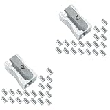 OFFSCH 48 Stk Bleistiftspitzer Bleistift Anspitzer Buntstiftspitzer Einlochbleistift schreibkladde pencil sharpener Schulbedarf für Schulhandbuch Aluminiumlegierung Silver