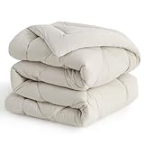 Aisbo Bettdecke 135x200 cm Ganzjahresdecke 300GSM - Beige Decke 135x200cm 4 Jahreszeiten, Steppdecke 135x200 Weiche und Bequeme, Oberbett ohne Kissen