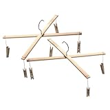 Cabilock 2 Stück Holz Sockentrockner mit Starken Klammern Stabiler Wäscheständer für Socken Unterwäsche Handschuhe Platzsparender Hosenhalter für Balkon und Kleiderschrank