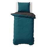 Visaggio Biber Bettwäsche 135x200 cm 100% Baumwolle Flauschig Warm Feinbiber Bettbezug Winterbettwäsche Petrol Anthrazit