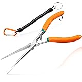 LEONTOOL Spitzzange mit langem Schenkel und gezahnter Backe, Befestigungsöse, doppelte Blattfeder, für Schmuckherstellung und Elektriker-Reparaturarbeiten in engen Bereichen, 17,8 cm