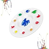 LIAMGUS Kunststoff-Farbpalette, Acrylfarbenpalette, Mischpalette, weißer Kunststoff, für Aquarell, Acryl und Öl, DIY, Handwerk, professionelle Kunstmalerei (16 cm)