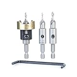 Amana Tool AMS-627 3-teiliger Hartmetallbestückter Senker mit verstellbarem Tiefenanschlag und Schubst, keine Schäden am Kugellager, mit Ersatzsenker, Schnellspannerschaftsatz