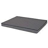 lionto Hundematte orthopädisch mit Memory-Schaumstoff, gelenkschonendes Hundekissen aus pflegeleichtem Lederimitat, 80x55 cm, Gesteppte Liegematte mit abnehmbaren Bezug und Anti-Rutsch-Belag, grau