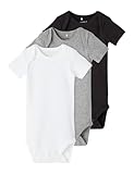 NAME IT Unisex Baby Nbnbody 3p Black 2 Noos Strampler, Mehrfarbig (Schwarz Black), 50 EU