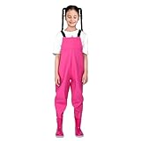 Generisch Kinderwathose, Jugendliche Kinder Brust Wathose - 3 Modelle, Verstellbare Taille, Strapazierfähige Hosenträger, Kinder Angeln Stiefel 24 – 31 EU