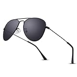 LOJUDI Kinder Pilotenbrille Sonnenbrillen Polarisierte Fliegerbrille Coole Verspiegelt mit UV400 Schutz für Jungen MäDchen Teenage 4-15 Jahre(Schwarz/Grau)