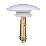 Waschbecken-Ablaufstopfen Pop-Up-Ablaufgarnitur aus Messing mit dicker Dichtung, auslaufsicherer Klickklack für Badezimmer-Waschbecken, Badewanne und Küchenspüle, Sanitärreparaturen (weiß)