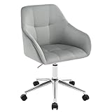 WOLTU Homeoffice Stuhl, Schreibtischstuhl, Drehstuhl, Schminkstuhl, höhenverstellbar, bis 150 kg belastbar, mit Armlehnen Samtsitz, für Schlafzimmer Büro Wohnzimmer, Hellgrau BS145hgr