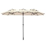 Spetebo Doppel Sonnenschirm mit Kurbel 300 x 150 cm - natur - XL Gartenschirm mit Knickgelenk - Martschirm Sonnen Schutz UV 50+ für Balkon Terrasse Garten groß verstellbarer Neigungswinkel