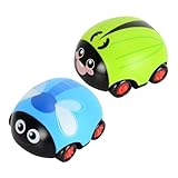 PERSELOSO 2 Stück Teiliges Cartoon Rückzug Auto mit Inertialantrieb Bunte Mini Tierfahrzeuge für Kleinkinder zur Motorischer und Kognitiver Fähigkeiten