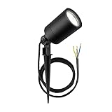 Ledvion LED Gartenstrahler Aluminium, IP65, GU10 Fassung, 1m Kabel, Erdspießstrahler Schwarz