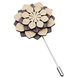 minkissy Holzbrokat Hochzeit Anstecknadel Blumende brosche eincremehilfe holz deko dekoration Korsage Kaffee-Holzknöpfe. Malender Holzknopf Boutonniere aus Holz Blumenstifte
