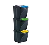 Mülleimer Abfalleimer Mülltrennsystem 75L - 3x25L Behälter Sorti Box Müllsortierer 3 Farben von rg-vertrieb (Anthrazit)