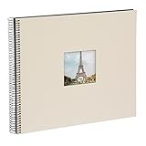 goldbuch 25623 Spiralalbum mit Bildausschnitt, Bella Vista, Foto Album 35 x 30 cm, Fotoalbum mit 40 schwarze Seiten, Erinnerungsalbum aus Leinen, Fotobuch für Bilder & Fotos zum Einkleben, Sandgrau