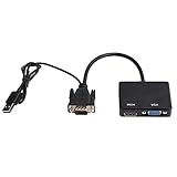 Pongnas VGA-zu-Adapter, Splitter-Konverter, Unterstützt VGA-zu-VGA-High-Definition-Multimedia-Schnittstelle zu VGA-Kabel-Display-Adapter (Black)
