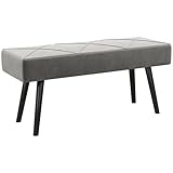 HOMCOM Polsterbank Sitzbank Bettbank, Flurbank mit X-Muster, in Samtoptik, bis 120 kg Belastbar, für Schlafzimmer, 100 x 36 x 45 cm, Grau